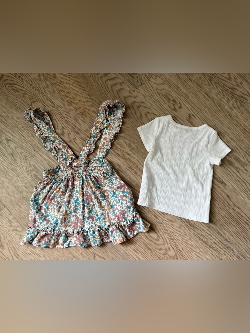 Floral Ruffle Dress with White Ribbed Tee - Picture 5 of 5